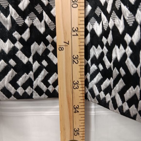 Cynthia Rowley Metallic Geo Pattern Fit & Flare Dress Black White Silver Size 2 - Picture 13 of 14